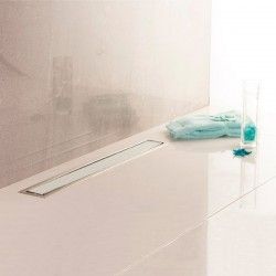 Caniveau de sol pour douche à l'italienne en verre blanc