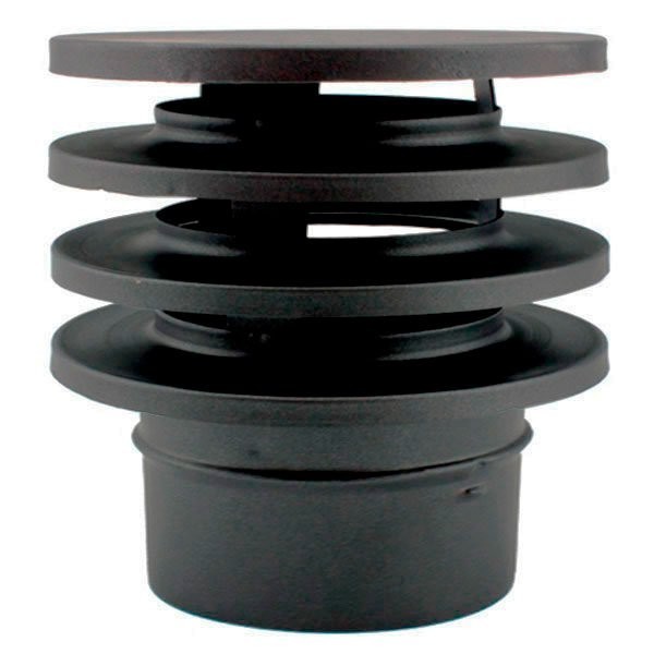 Chapeau Anti-Refoulement Saturne Inox Simple Paroi Noir Mat Chapeau Anti-Refoulement Saturne Inox Simple Paroi Noir Mat