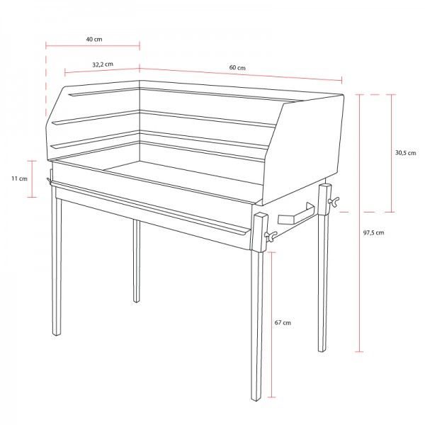 Barbecue grill BLAZE sur pied à charbon Acier Inoxydable 60x40 - 11