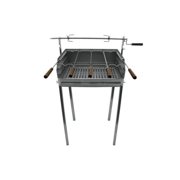 Barbecue à charbon Inox tournebroche rotatif 50x40 - 13