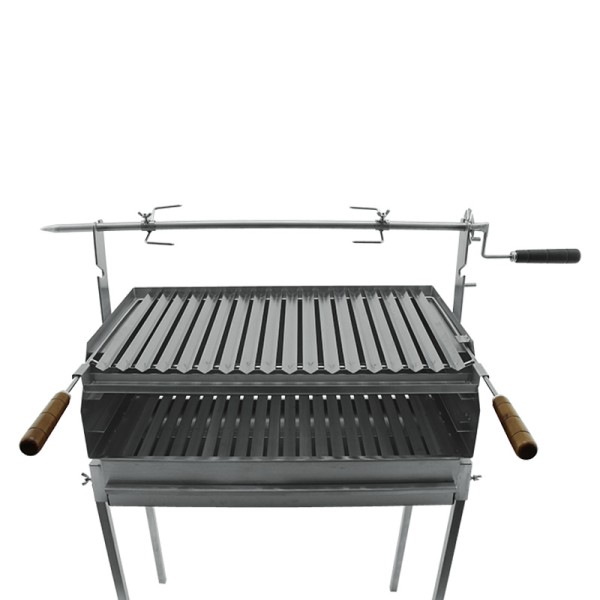 Barbecue à charbon Inox tournebroche rotatif 50x40 - 7