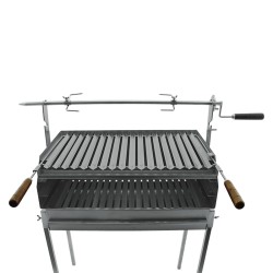 Barbecue à charbon Inox tournebroche rotatif 70x40 - 7