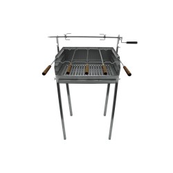 Barbecue à charbon Inox tournebroche rotatif 80x40 - 15