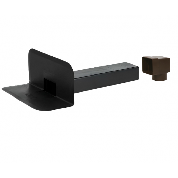 Gargouille horizontale carré trop plein 100x100 mm + adaptateur Ø80 mm - 1