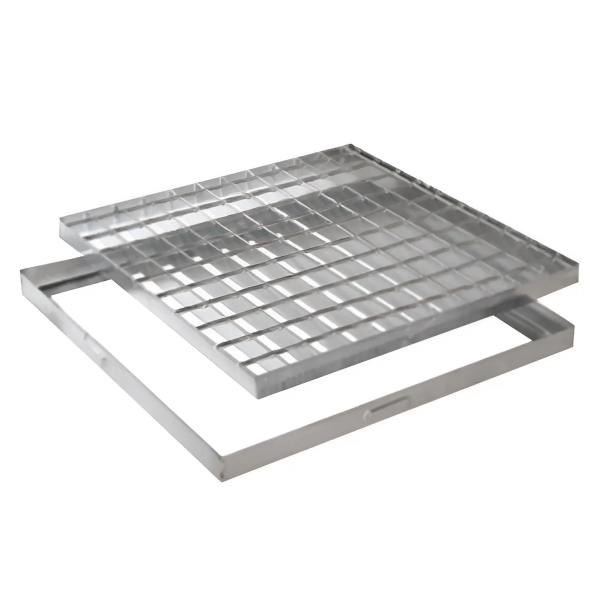 Grille caillebotis + châssis regard acier galvanisé 40x40x2,5 cm - 1