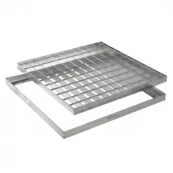 Grille caillebotis + châssis regard acier galvanisé 30x30x2,5 cm - 1