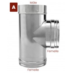 Tubage cheminée inox simple paroi Té 90º avec bouchon - 3