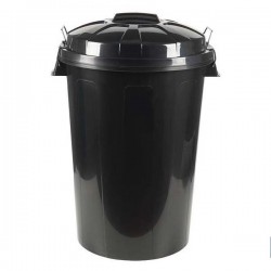 Poubelle noire 50L avec couvercle - 2