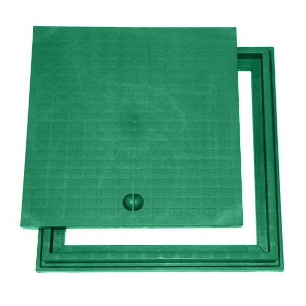 Couvercle + cadre en polypropylène vert 30x30 cm - 1